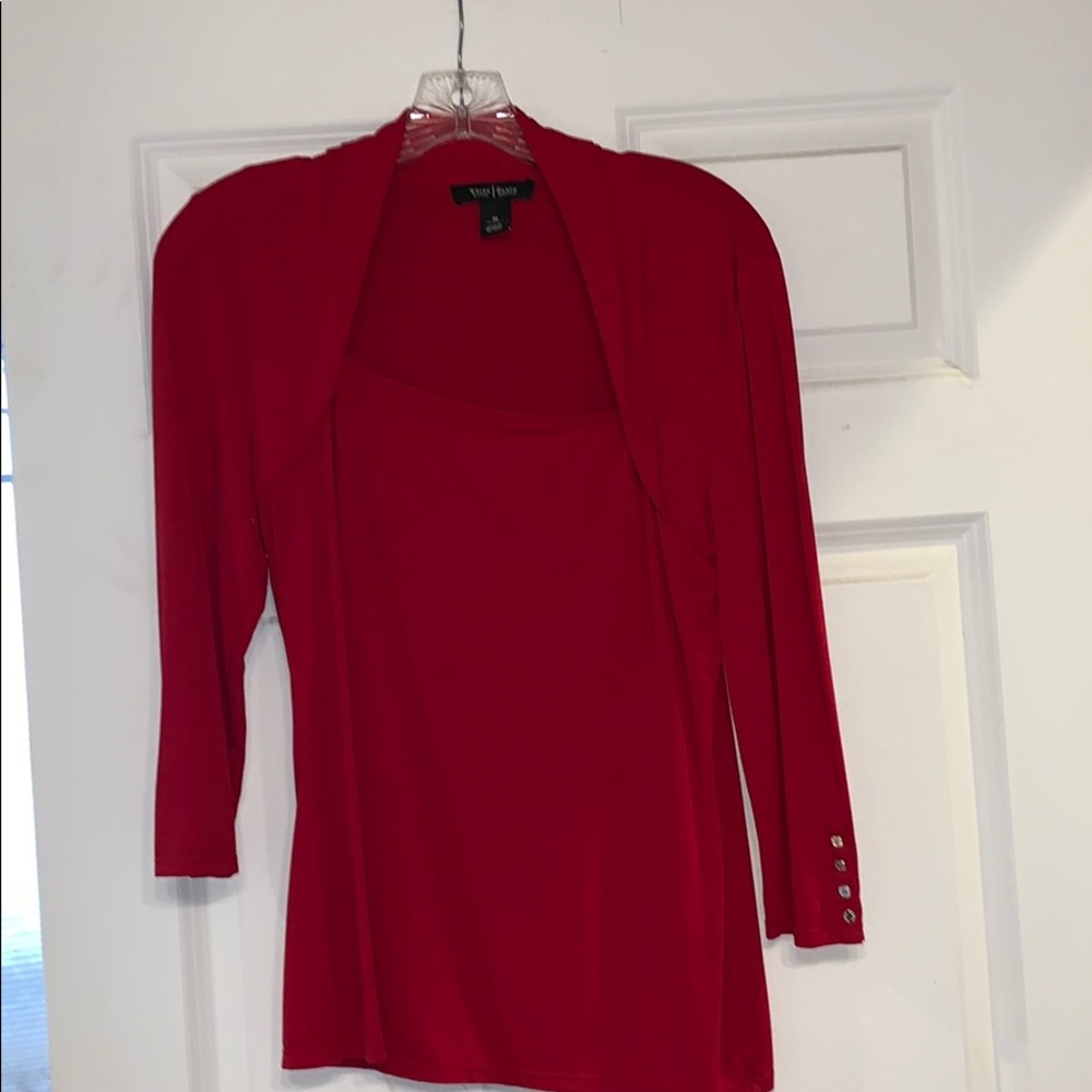 White House black market red cotton blouse